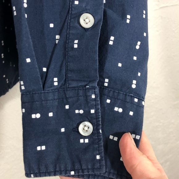 CARBON -HANDSOME BUTTON DOWN SHIRT.  NAVY BLUE & SMALL WHITE SQUARES DESIGN - B9 - Picture 4 of 9